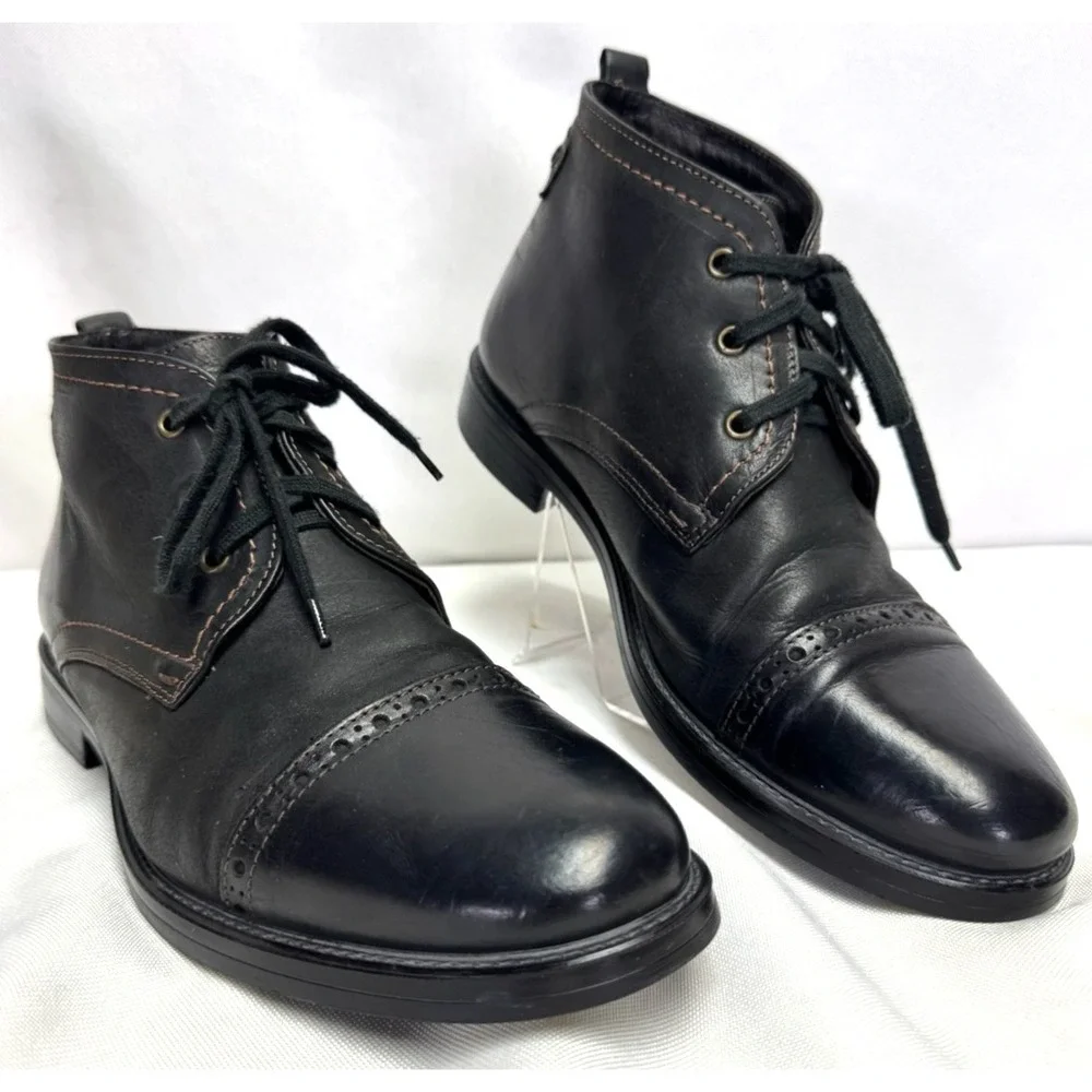 Men's Johnston & Murphy Black Leather Chukka Style Dress Ankle Boots Size 9 M